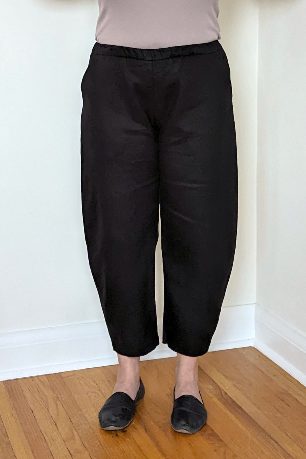 Linen Barrel Leg Pants - Black (size XXL) & Mushroom (size M)